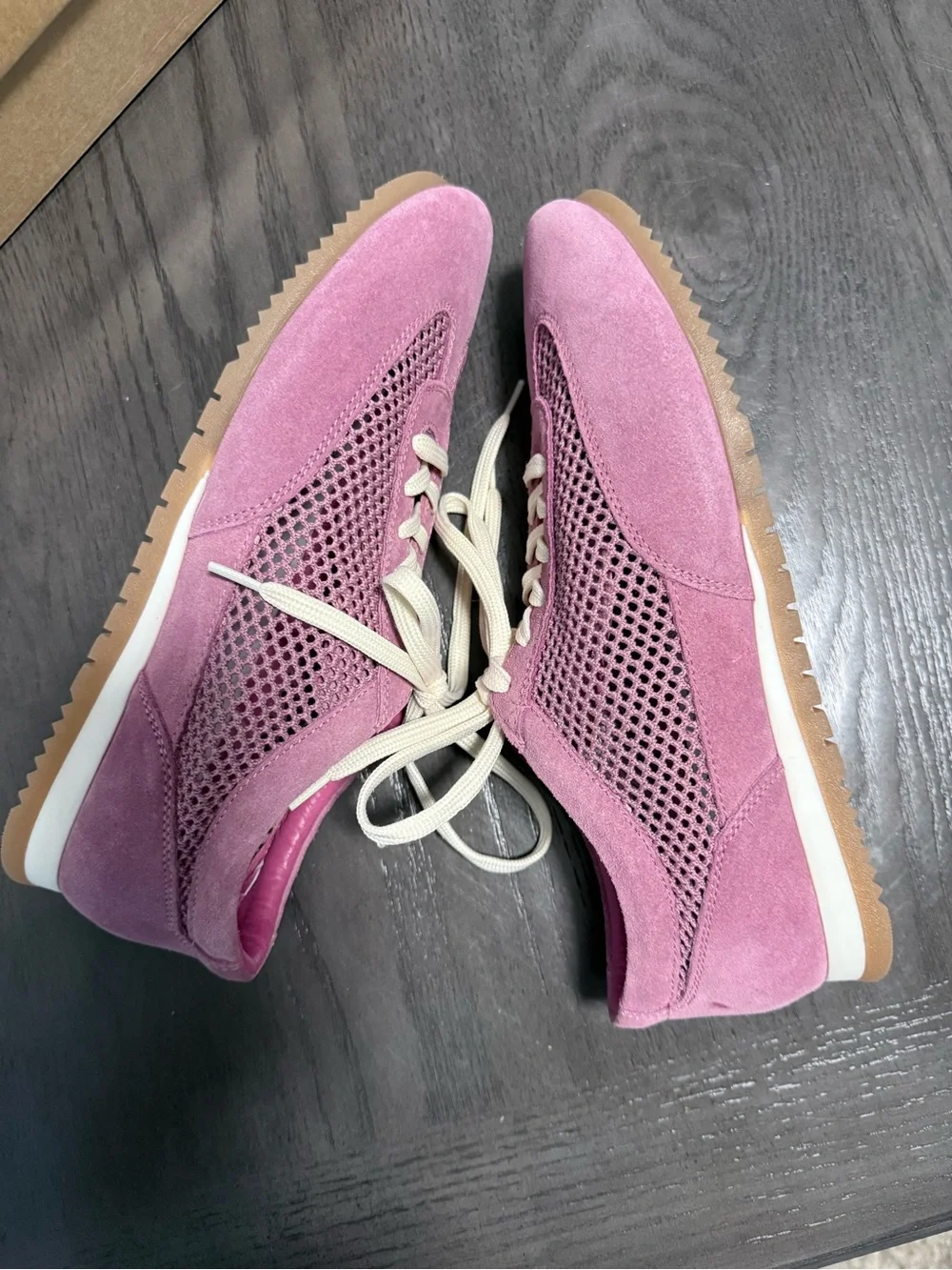 Seychelles Naples Sneakers Women’s 9 Mauve Pink Suede Mesh Lace Up Shoes NWB